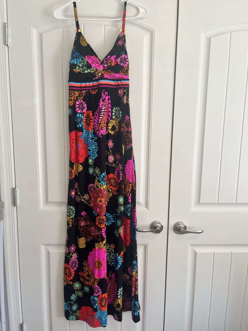 Trina Turk Black Maxi Dress with Bright Floral Print